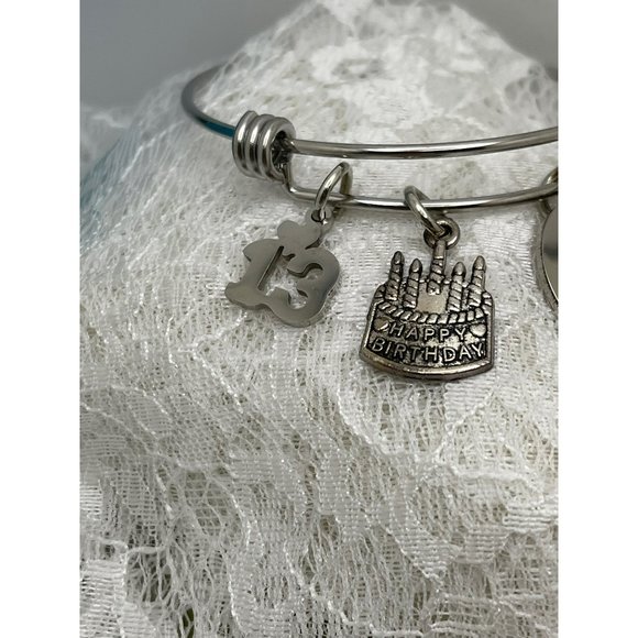 13th Happy Birthday "Your braver than you believe..." Charm Spring Bracelet - Picture 4 of 12
